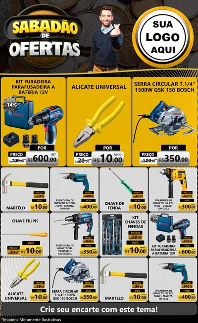 Modelo de Encarte para Encarte Grande com o tema Sabadão de Ofertas para Maquinas e Ferramentas