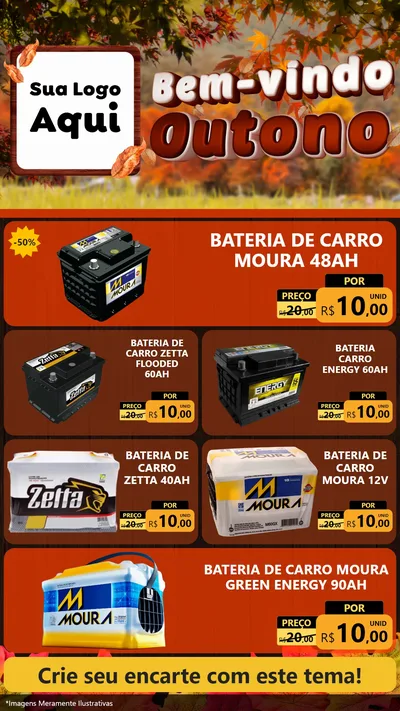 Modelo de TV para TV Vertical com o tema Bem-vindo Outono para Baterias Elétricas