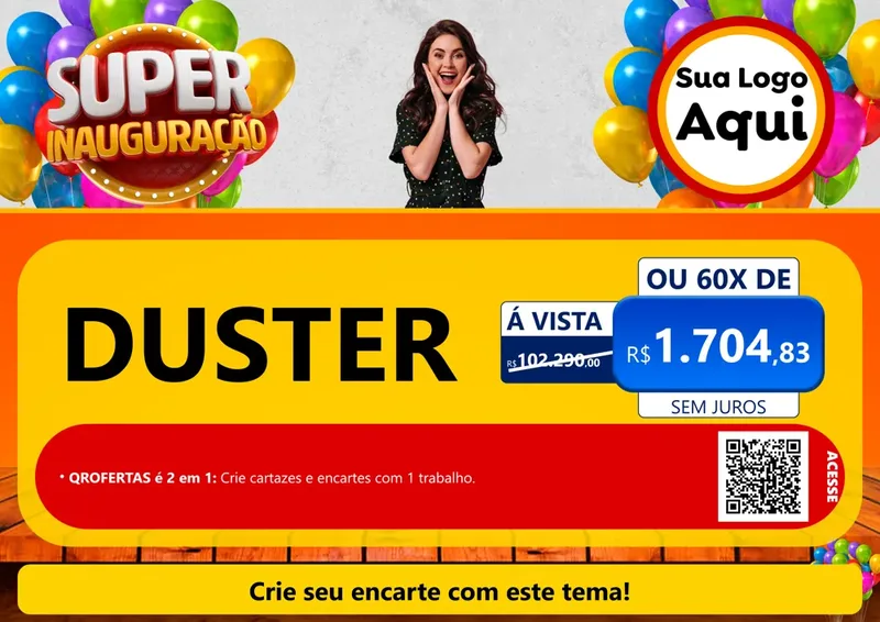 Modelo de Cartaz para Cartaz A4 Horizontal com o tema Super Inauguração para Concessionaria de Carros