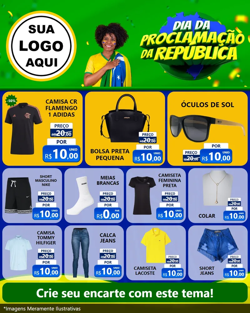 Modelo de Rede Social para Feed Instagram com o tema Dia Da Proclamação Da República para Roupas e acessórios