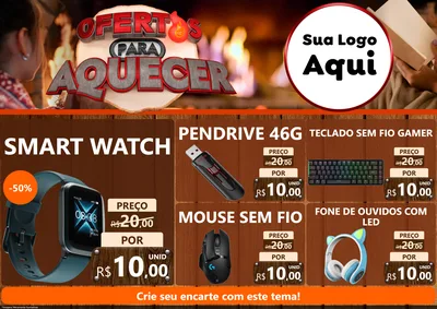 Modelo de Encarte para Encarte A4 Horizontal com o tema Ofertas Para Aquecer para Informática