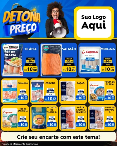 Modelo de Rede Social para Feed Instagram com o tema Detona Preços para Peixaria