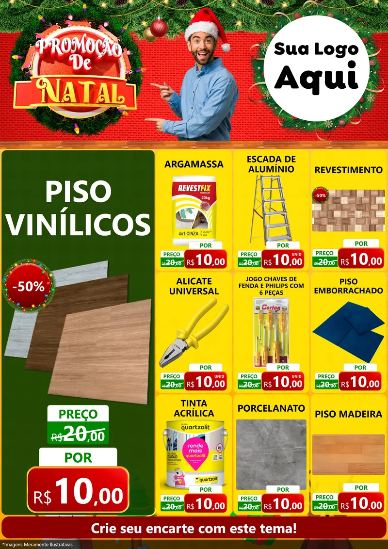 Modelo de Encarte para Encarte A4 Vertical com o tema Promoção de Natal para Material para Construção