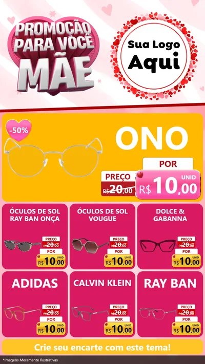 Modelo de Rede Social para Stories com o tema Promoção Para Você Mãe para Óticas