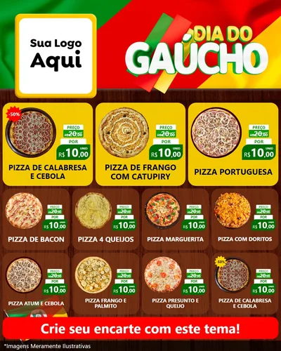 Modelo de Rede Social para Feed Instagram com o tema Dia do Gaúcho para Pizzaria