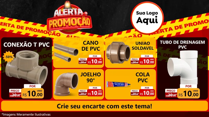 Modelo de TV para TV Horizontal com o tema Alerta de Promoção para Tubos e conexões