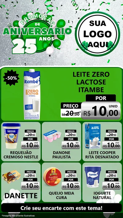 Modelo de Rede Social para Stories com o tema Promoção de Aniversário - 25 Anos para Frios e Laticínios
