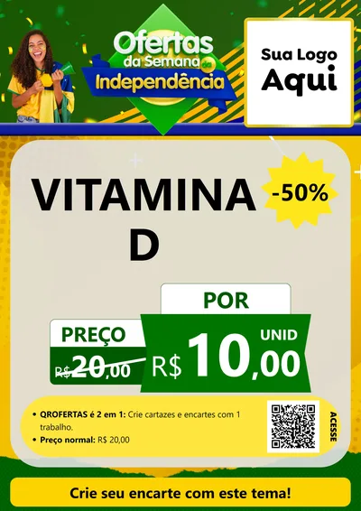 Modelo de Cartaz para Cartaz A4 Vertical com o tema Ofertas da Semana da Independência para Farmácia