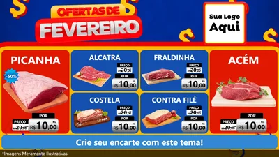 Modelo de TV para TV Horizontal com o tema Ofertas de Fevereiro para Açougue