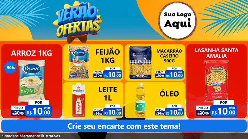 Modelo de TV para TV Horizontal com o tema Verão de Ofertas para Supermercado