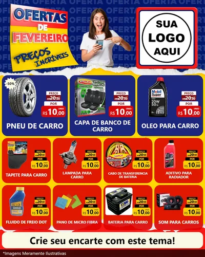 Modelo de Rede Social para Feed Instagram com o tema Ofertas de Fevereiro - Preços Incríveis para Auto peças