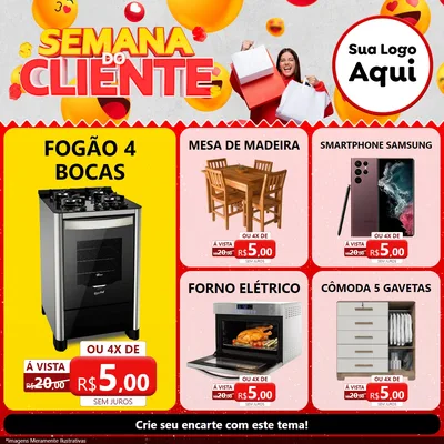 Modelo de Rede Social para Feed Facebook com o tema Semana do Cliente para Móveis e Eletro