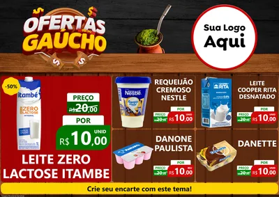 Modelo de Encarte para Encarte A4 Horizontal com o tema Ofertas Dia do Gaúcho para Frios e Laticínios