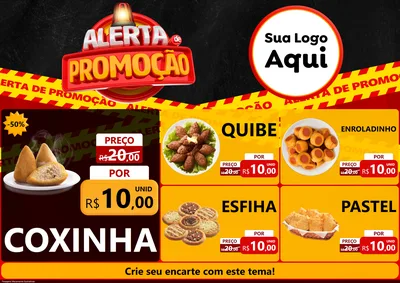 Modelo de Encarte para Encarte A4 Horizontal com o tema Alerta de Promoção para Salgadaria