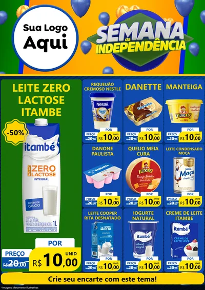 Modelo de Encarte para Encarte A4 Vertical com o tema Semana da Independência para Frios e Laticínios