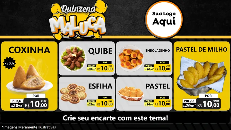 Modelo de TV para TV Horizontal com o tema Quinzena Maluca para Salgadaria