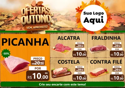 Modelo de Encarte para Encarte A4 Horizontal com o tema Ofertas de Outono - Vem, Aproveite! para Açougue