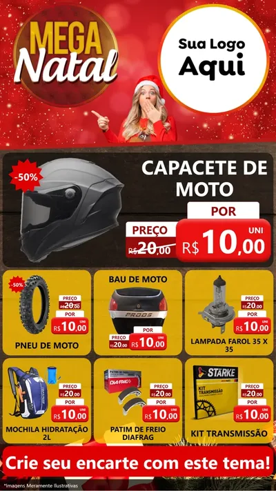 Modelo de Rede Social para Stories com o tema Mega Natal para Moto peças