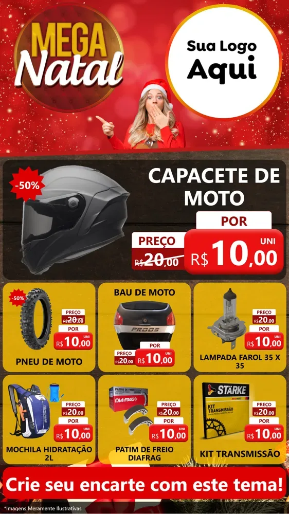 Modelo de Rede Social para Stories com o tema Mega Natal para Moto peças