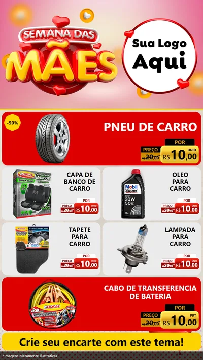 Modelo de TV para TV Vertical com o tema Semana das Mães para Auto peças