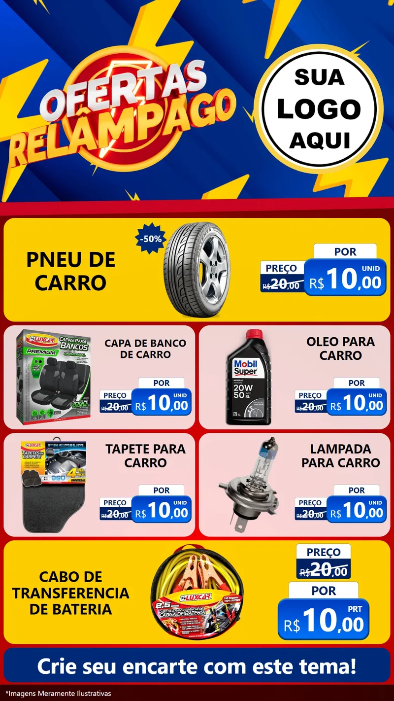 Modelo de TV para TV Vertical com o tema Ofertas Relâmpago para Auto peças