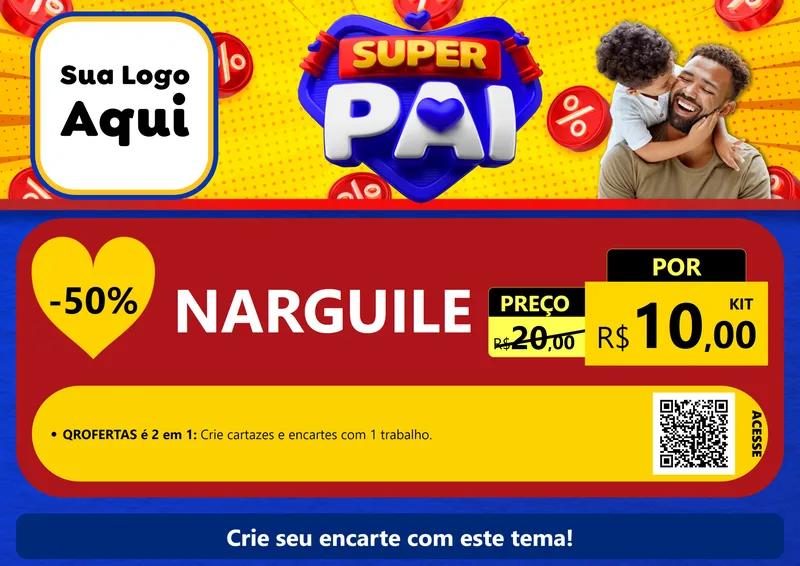 Modelo de Cartaz para Cartaz A4 Horizontal com o tema Super Pai para Tabacaria
