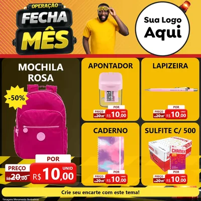 Modelo de Rede Social para Feed Facebook com o tema Operação Fecha Mês para Papelaria