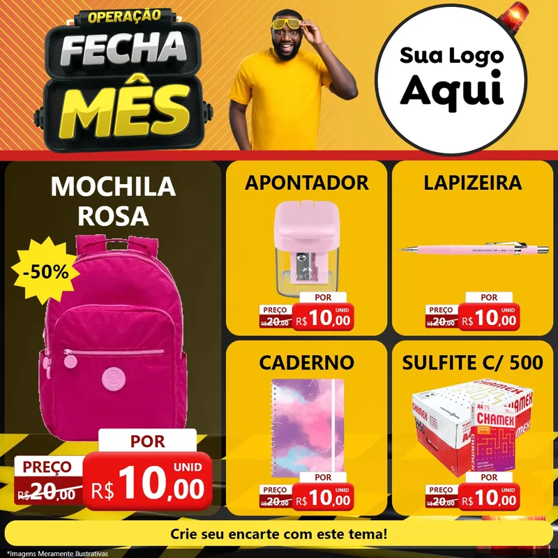 Modelo de Rede Social para Feed Facebook com o tema Operação Fecha Mês para Papelaria