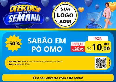 Modelo de Cartaz para Cartaz A4 Horizontal com o tema Ofertas de Fim de Semana para Produtos de Limpeza