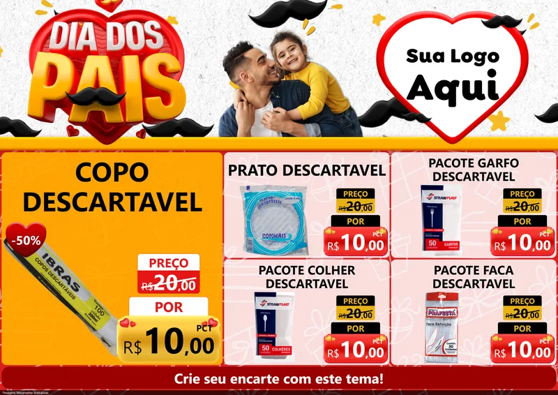 Modelo de Encarte para Encarte A4 Horizontal com o tema Dia dos Pais para Embalagens