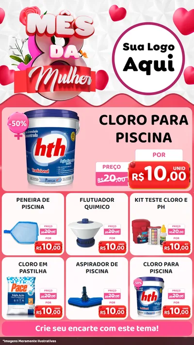 Modelo de Rede Social para Stories com o tema Mês da Mulher para Produtos para Piscina