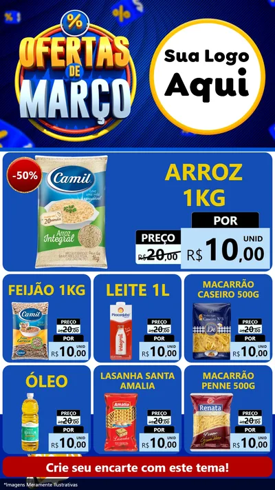 Modelo de Rede Social para Stories com o tema Ofertas de Março para Supermercado
