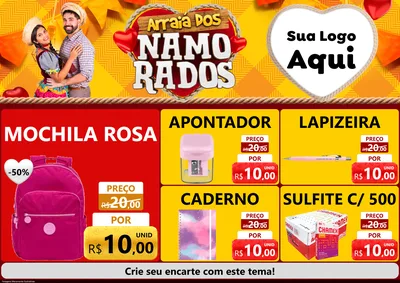 Modelo de Encarte para Encarte A4 Horizontal com o tema Arraiá dos Namorados para Papelaria