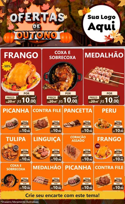 Modelo de Encarte para Encarte Grande com o tema Ofertas de Outono para Assados