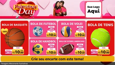 Modelo de TV para TV Horizontal com o tema Valentine's Day para Artigos Esportivos