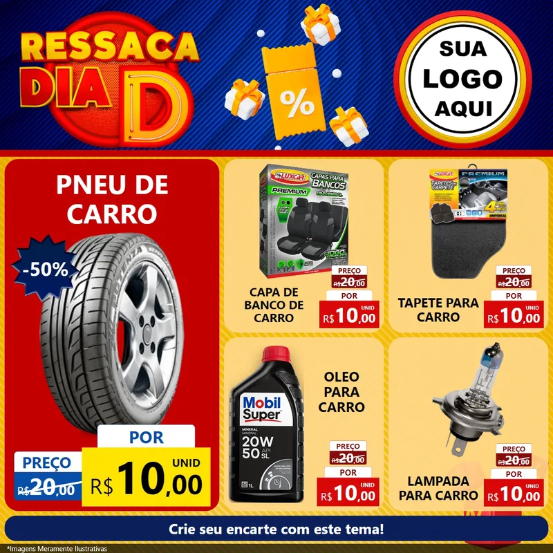 Modelo de Rede Social para Feed Facebook com o tema Ressaca Dia D para Auto peças