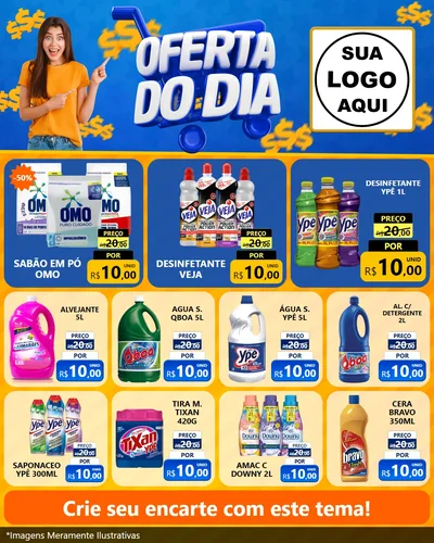 Modelo de Rede Social para Feed Instagram com o tema Oferta do Dia para Produtos de Limpeza