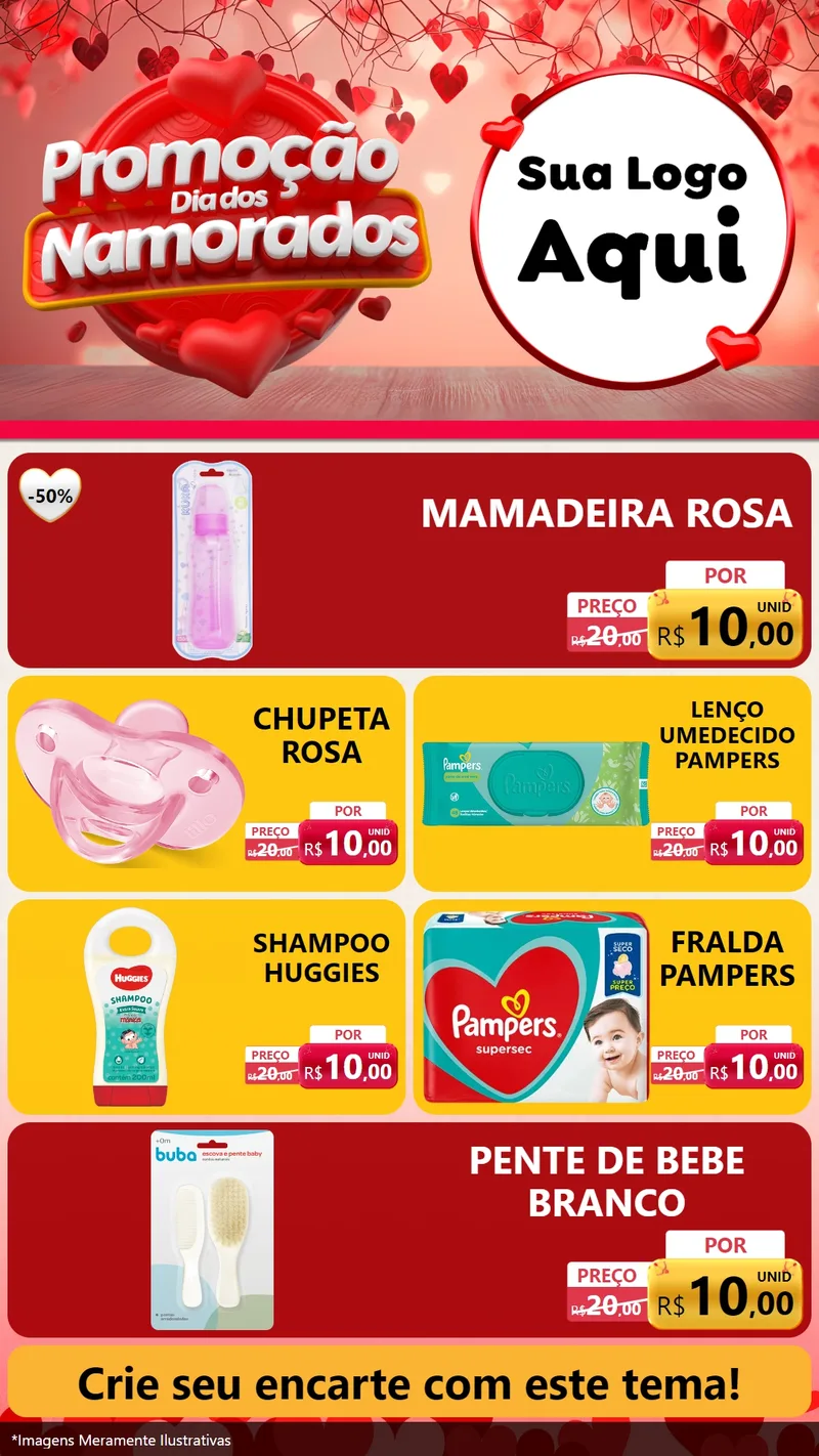 Modelo de TV para TV Vertical com o tema Promoção Dia dos Namorados para Bebês