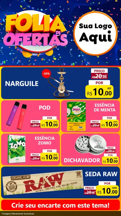 Modelo de TV para TV Vertical com o tema Folia de Ofertas para Tabacaria
