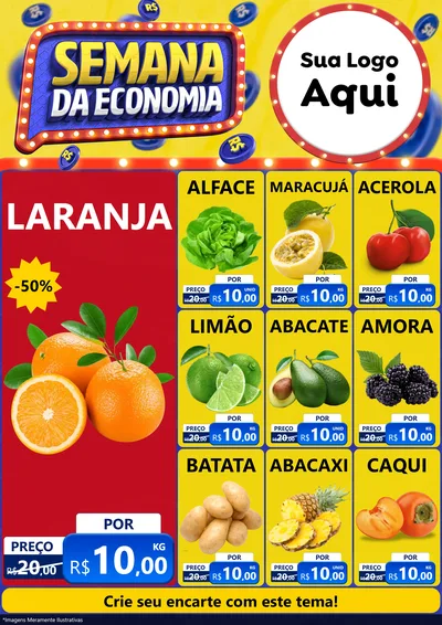 Modelo de Encarte para Encarte A4 Vertical com o tema Semana da Economia para Hortifrúti