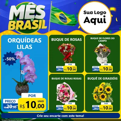 Modelo de Rede Social para Feed Facebook com o tema Mês do Brasil para Floricultura e jardim