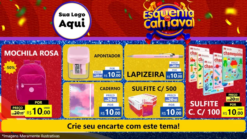 Modelo de TV para TV Horizontal com o tema Esquenta de Carnaval para Papelaria