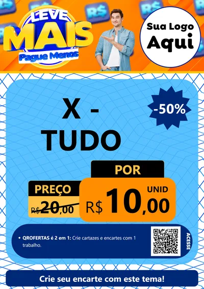 Modelo de Cartaz para Cartaz A4 Vertical com o tema Leve Mais, Pague Menos para Hamburgueria
