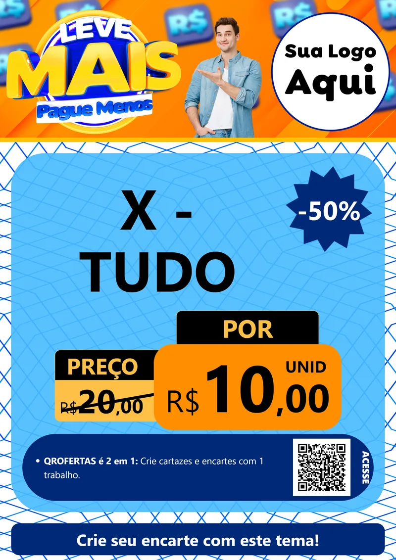Modelo de Cartaz para Cartaz A4 Vertical com o tema Leve Mais, Pague Menos para Hamburgueria