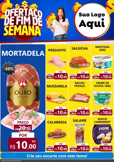 Modelo de Encarte para Encarte A4 Vertical com o tema Ofertaço de Fim de Semana para Frios e Laticínios