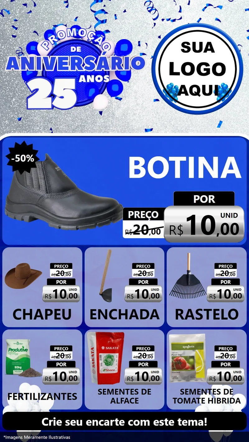 Modelo de Rede Social para Stories com o tema Promoção de Aniversário - 25 Anos para Agropecuária