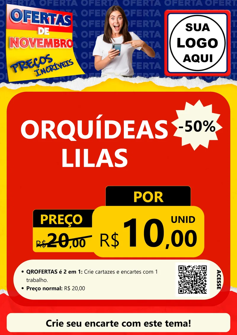 Modelo de Cartaz para Cartaz A4 Vertical com o tema Ofertas de Novembro - Preços Incríveis para Floricultura e jardim