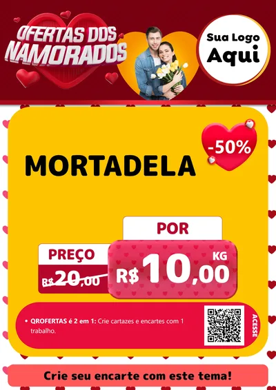 Modelo de Cartaz para Cartaz A4 Vertical com o tema Ofertas Dos Namorados para Frios e Laticínios