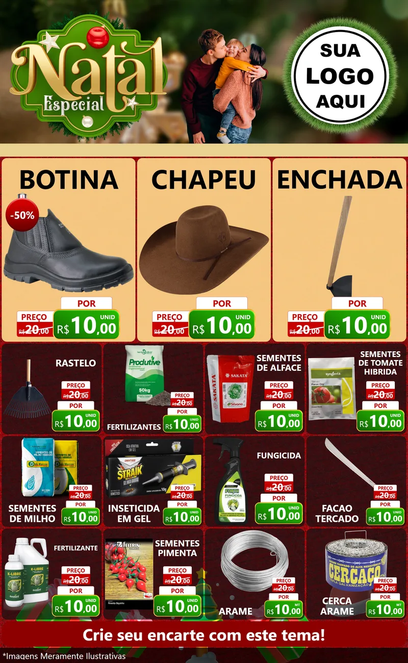 Modelo de Encarte para Encarte Grande com o tema Natal Especial para Agropecuária