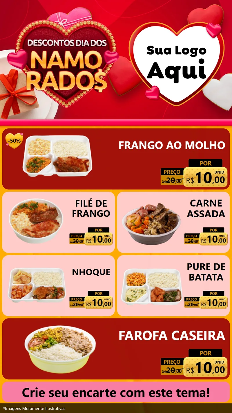 Modelo de TV para TV Vertical com o tema Descontos Dia dos Namorados para Restaurante